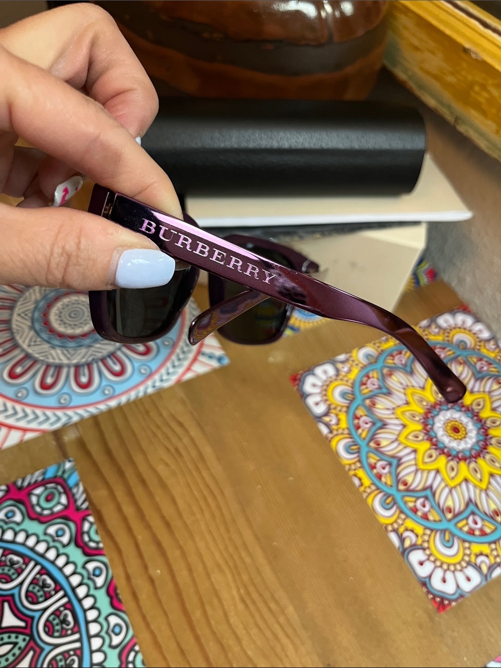 NWT Burberry Deep Purple Cat-Eye Sunglasses with Dark Lenses - Picture 3 of 7